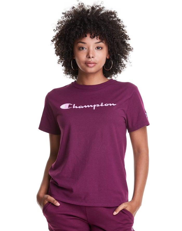 Champion Womens T-Shirt NZ - Classic Dark Purple ( 9416-PTGIJ )